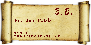 Butscher Bató névjegykártya